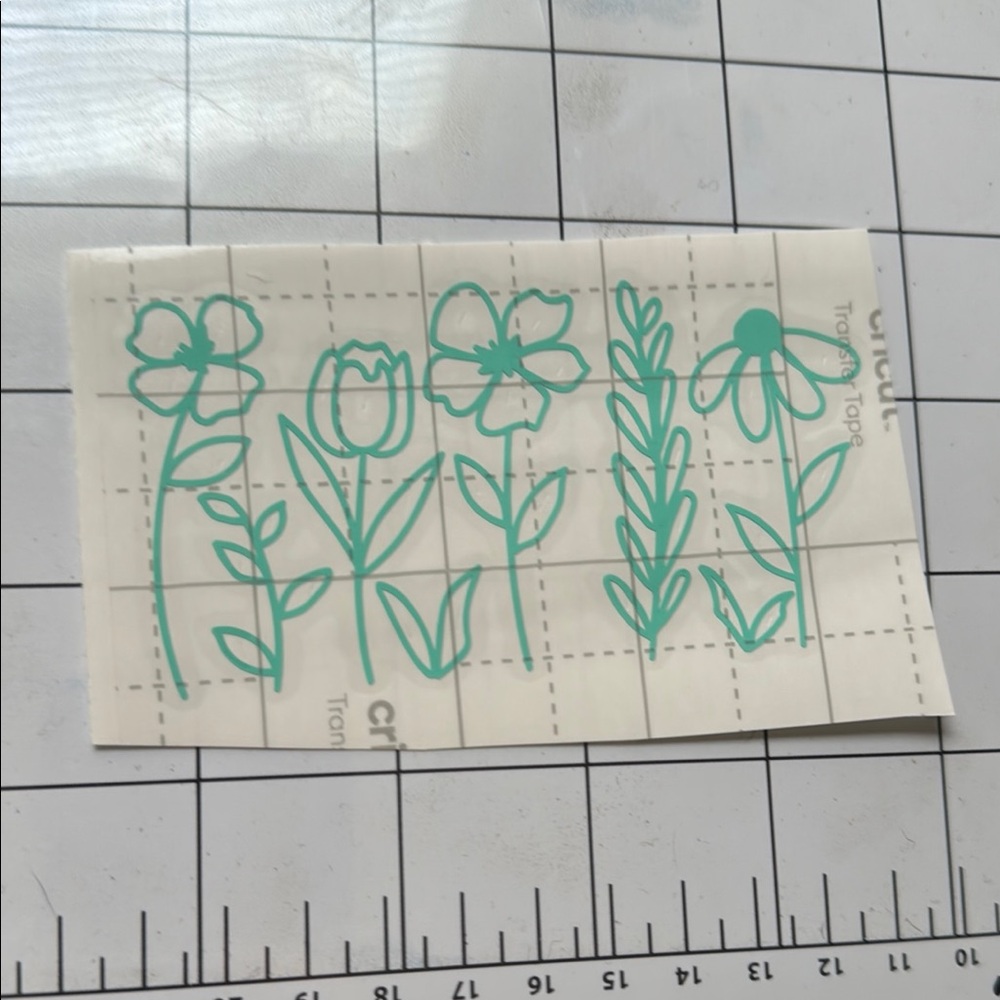 teal flower decal